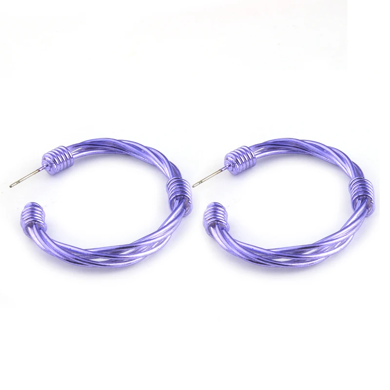 purple NeeFu WoFu Висячие Серебряные серьги кольцо 10 цветов ручной работы металлические медные длинные Brinco серьги Леопард oorbellen Brinco Рождественский подарок - Окраска металла: purple