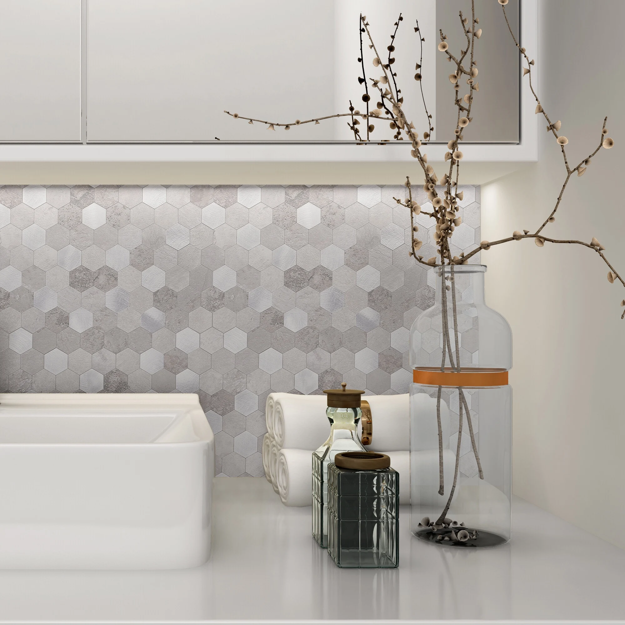 Vividtiles корка и плинтусных плитках и ПВХ Кухня бортиком, Плитки Украшенные душ камин 5-листы