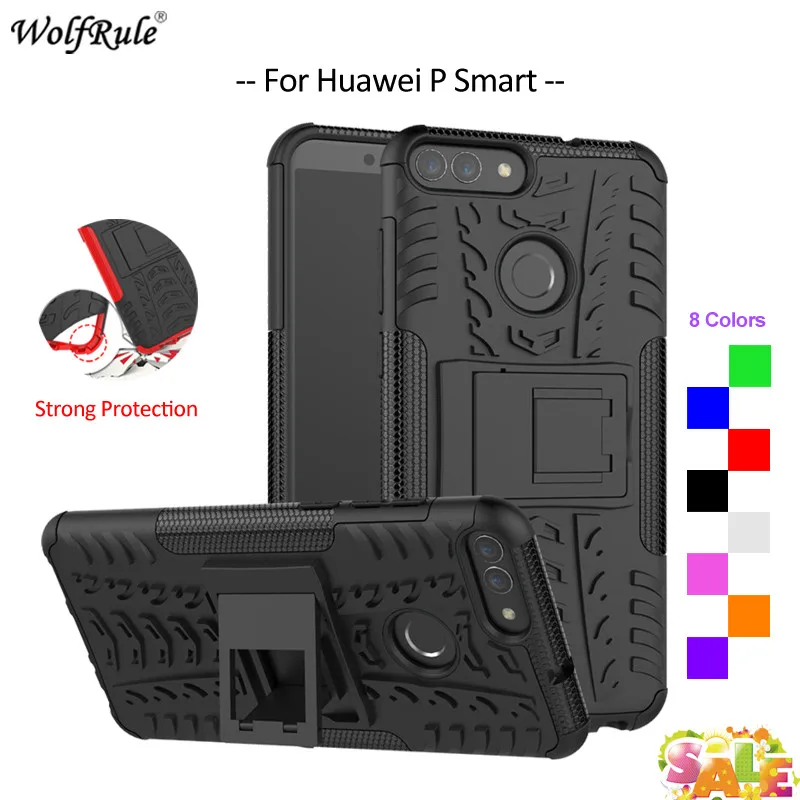 

For Cover Huawei P Smart Case TPU&PC Holder Armor Bumper Housings Protective Phone Case For Huawei P Smart Cover Enjoy 7S 5.65''