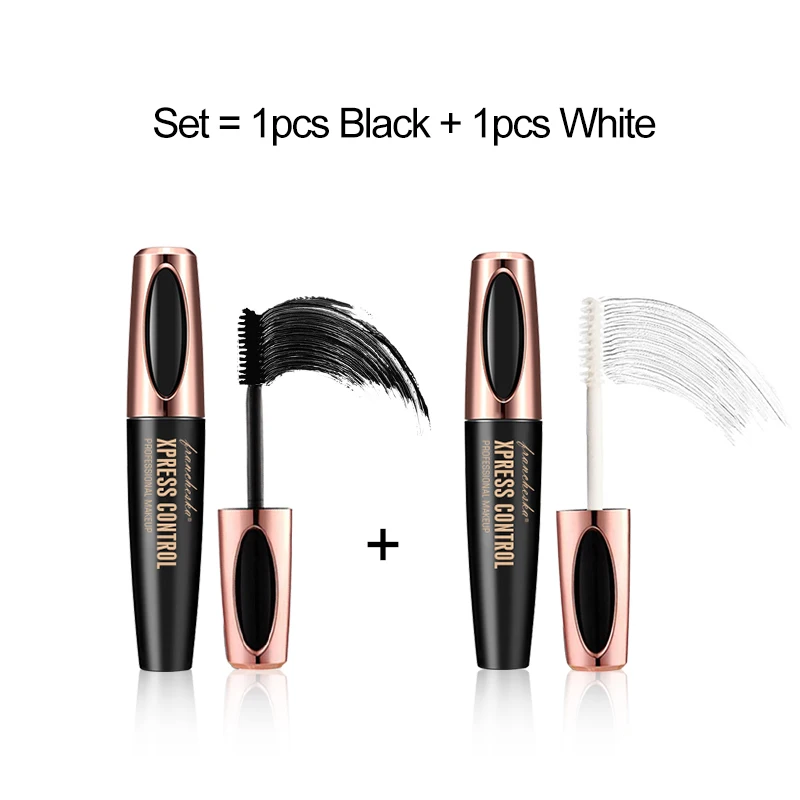 2pcs set A Rimel Maskara 4D Тушь для ресниц из шелкового волокна Водостойкая 3D черная белая тушь для макияжа Удлиняющая густые удлиняющие ресницы - Цвет: 2pcs set A