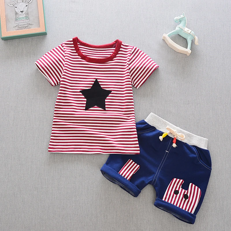 2018 Новый детский летний джинсовый костюм с короткими рукавами для девочек 0-1-2-3
