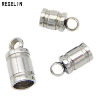 regelin stainless steel end caps leather cord end clasps crimp bead 20pcslot for 23456mm round leather cord diy connector