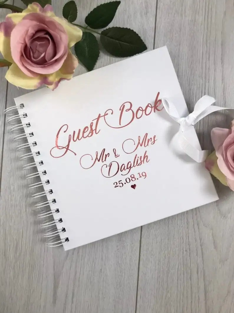 Персонализированные любые текстовые имена Свадебная Гостевая книга гостевая из
