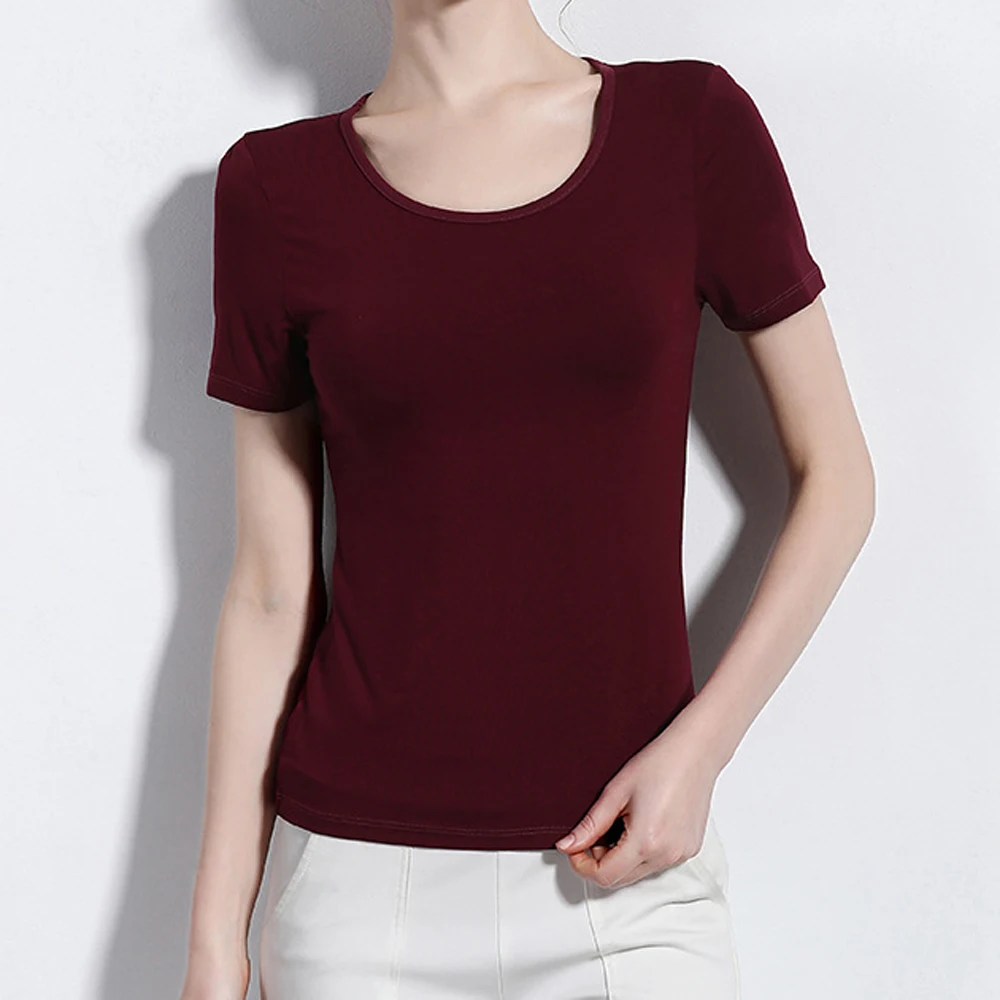 Женская футболка из спандекса с квадратным вырезом и коротким рукавом|Футболки| |