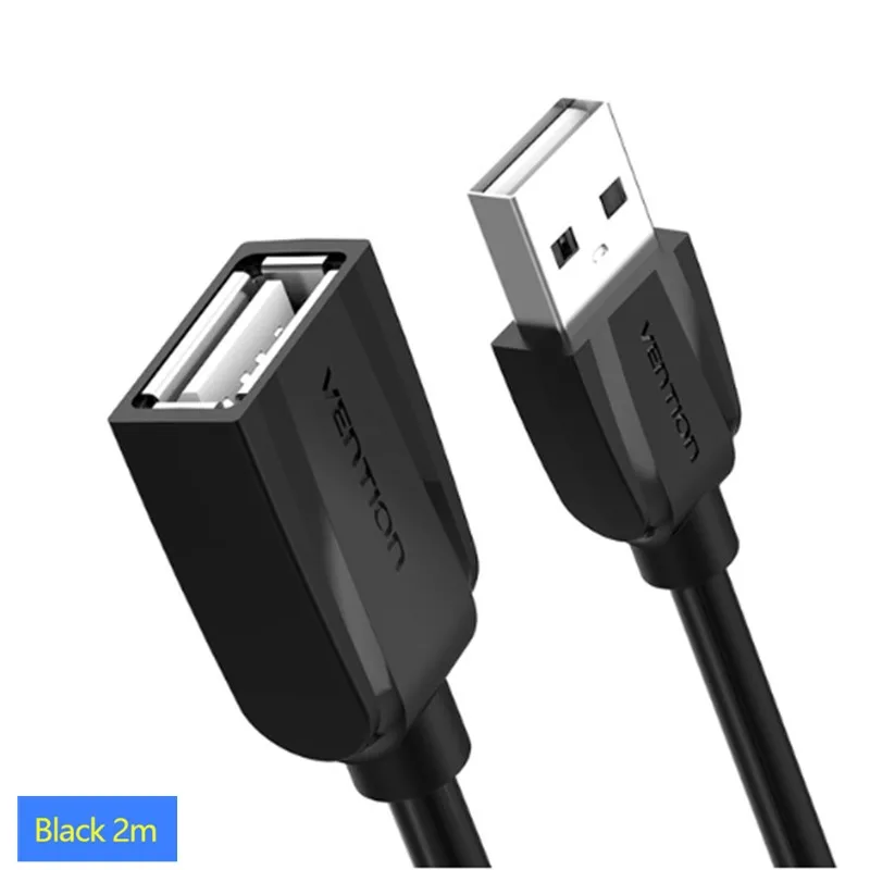 Vention USB 2,0 папа-мама USB кабель 2 м 3 м 5 м удлинитель провод супер скорость синхронизации данных USB2.0 УДЛИНИТЕЛЬ для ПК ноутбука - Цвет: black 200cm