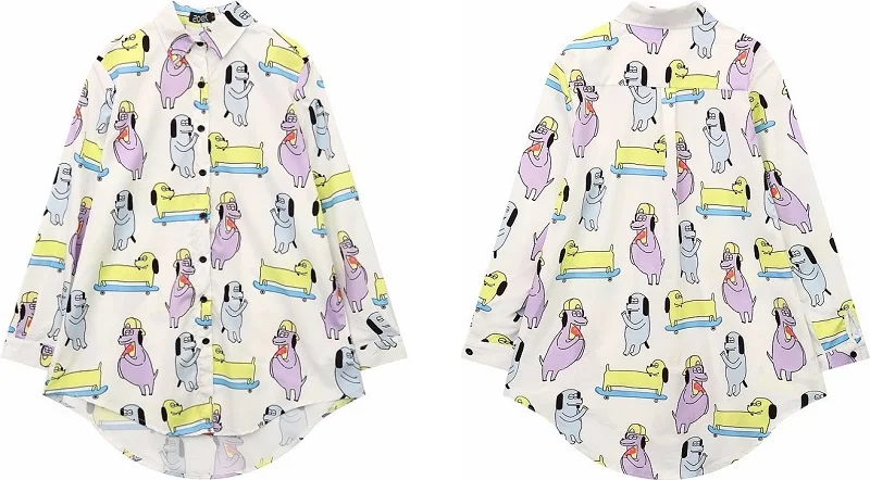 Женская блузка Lazy Oaf style с принтом размера плюс, женская модная Милая шифоновая Повседневная рубашка с длинным рукавом, верх размера d