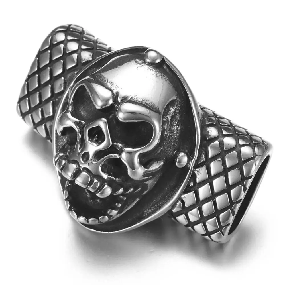 Skull 6 Ползунок из нержавеющей стали, бусины прямоугольной формы, узорчатые, скользящие подвески, подходят 12*6 мм, плоский кожаный DIY мужской браслет, ювелирные изделия, принадлежности для изготовления - Цвет: Skull 6