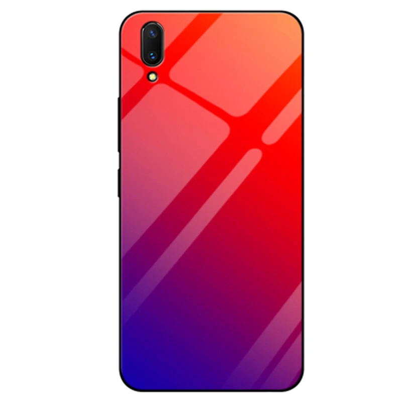 For vivo V11pro case Solid color tempered glass + TPU phone cover V11 pro vivoV11 Gradient shell Cases | Мобильные телефоны и