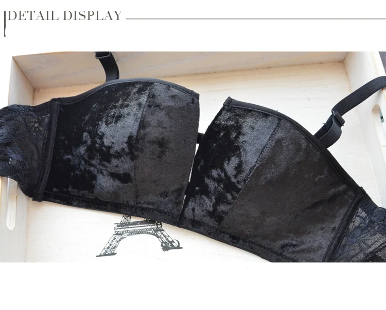 Зимний меховой dee-v шеи сексуальный выдалбливают белье бесшовные bralette и трусики наборы половина чашки кружева пуш-ап девушки нижнее белье