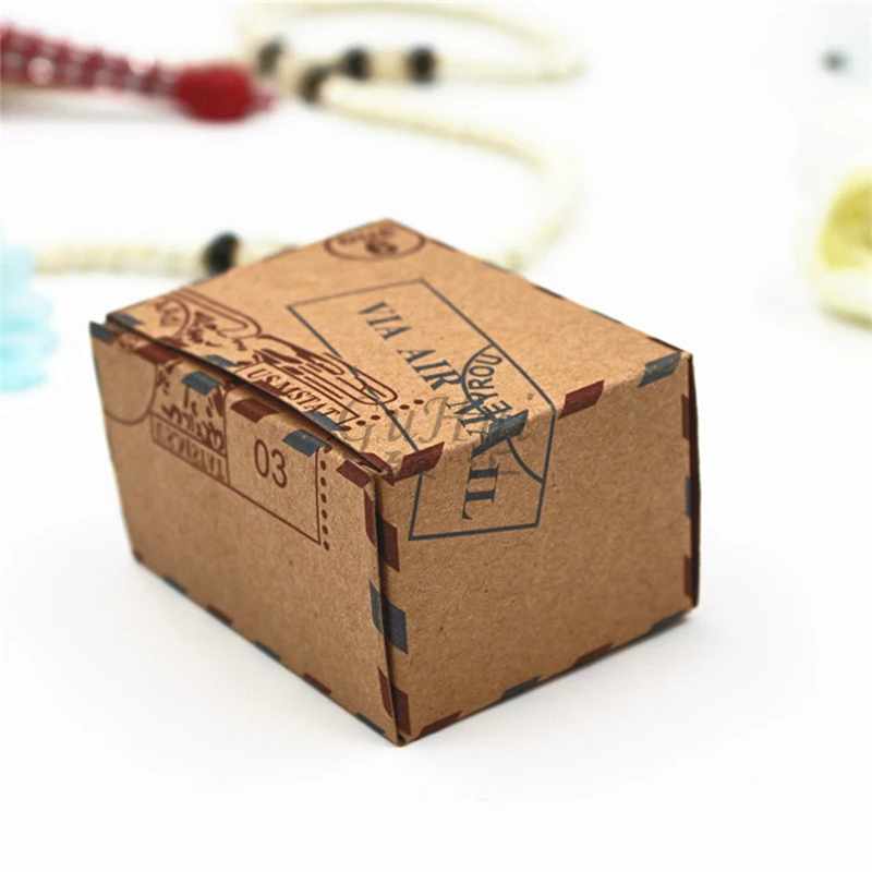 Vintage Wedding Supplies Envelope Air Mail Kraft Paper Candy Box Earth Compass Metal Charms Travel Theme Gift Packaging Rope | Дом и сад