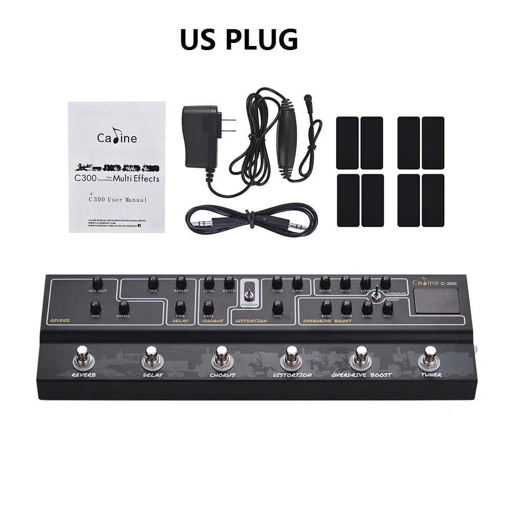 US plug Caline C300 гитарный эффект педаль мульти-эффектов гитарная педаль реверберации аналоговая задержка хора искажения овердрайв Boost тюнер усилитель - Цвет: US plug