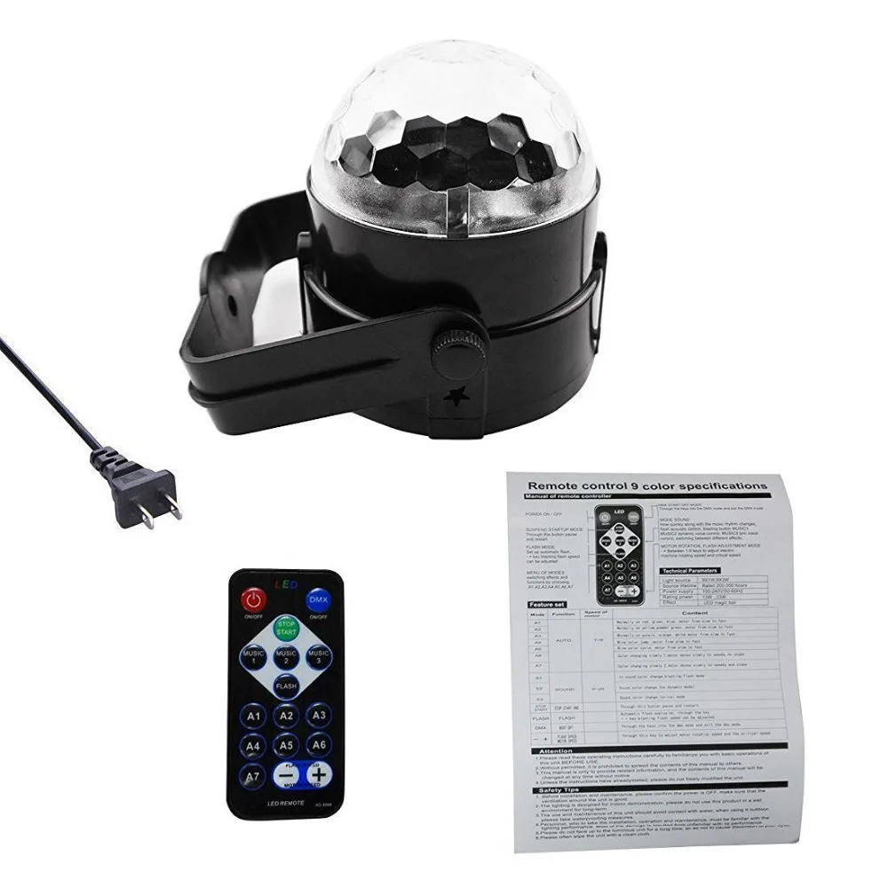 Мини ПИР контроллер RGB LED кристалл магия вращающийся шар свет этапа Освещение