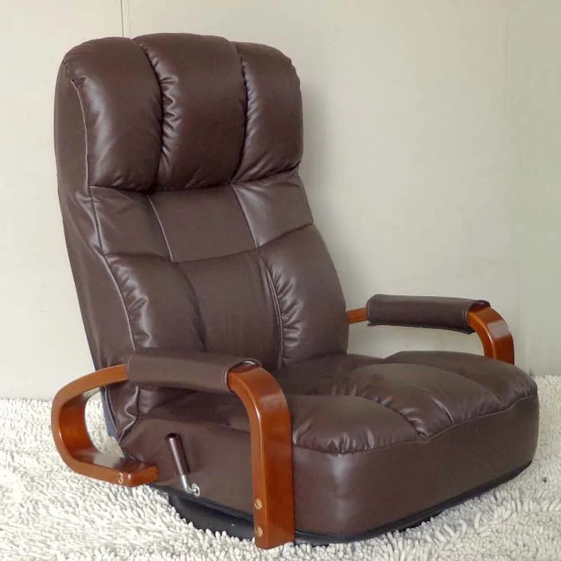 Coffee Color Напольное вращающееся кресло с откидывающейся спинкой, 360 градусов вращение, мебель для гостиной, Современный японский дизайн, кожаное кресло, шезлонг - Цвет: Coffee Color