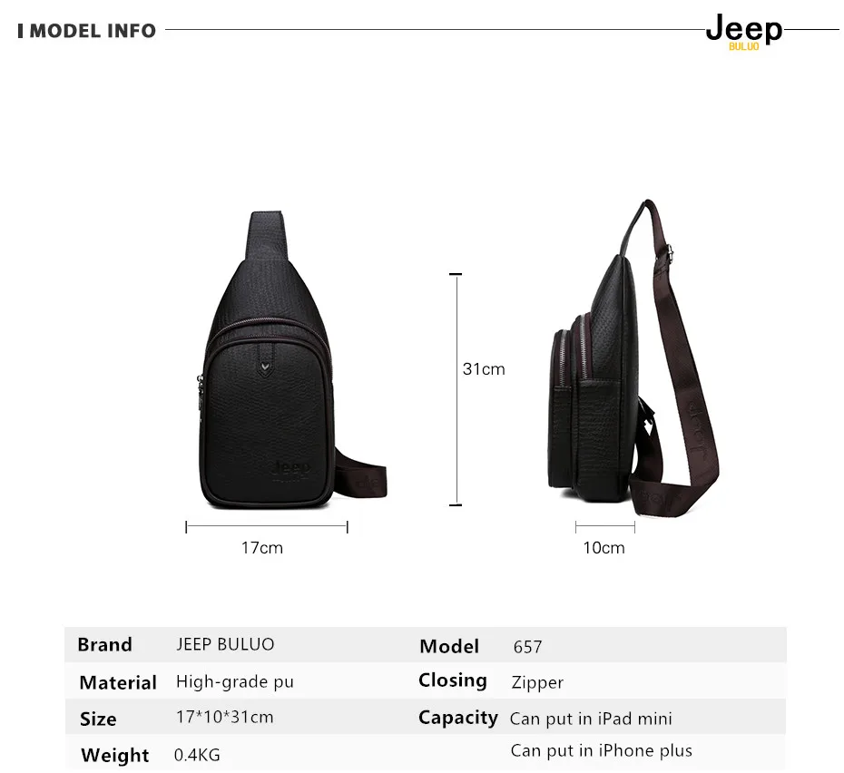 Мужская заплечная слинг-сумка jeep buluo, черная сумка, повседневная сумка, сумка для путешествий, брендовая однолямочная сумка, все сезоны