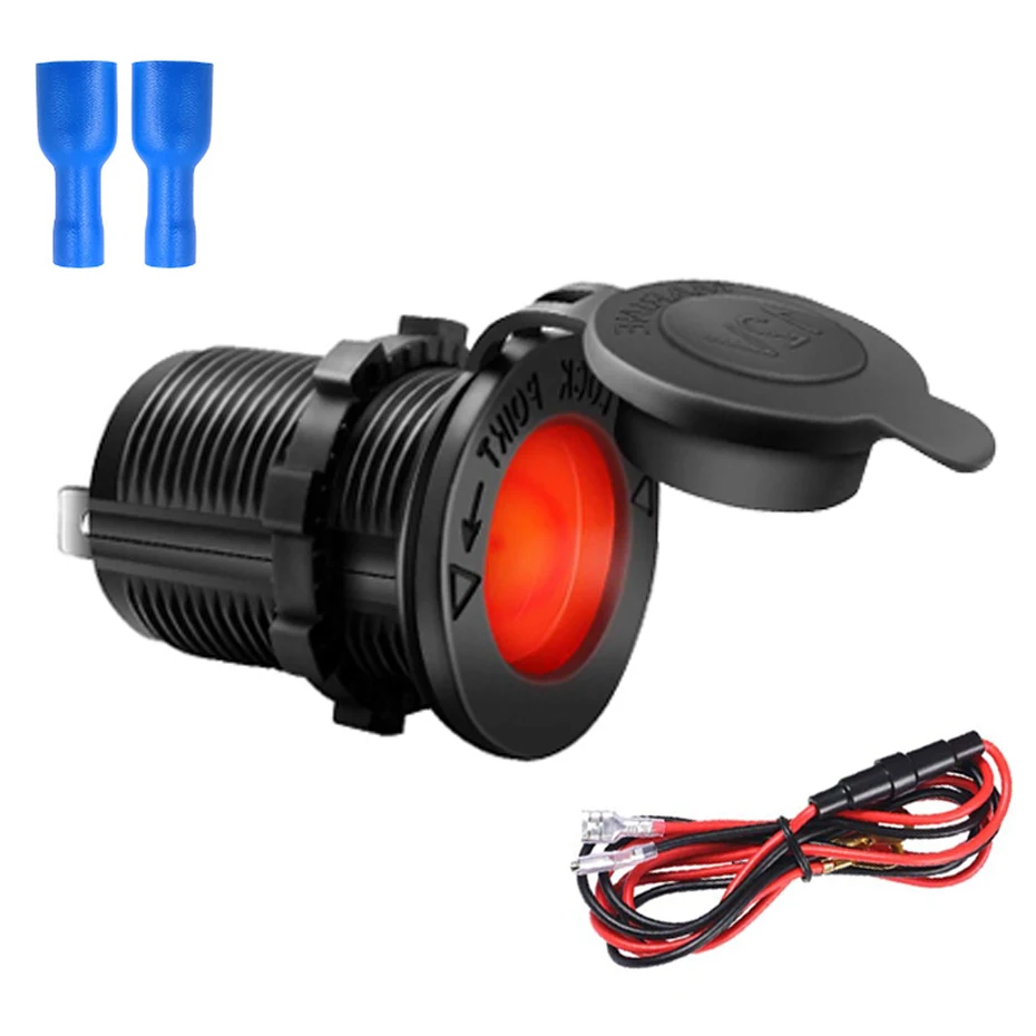 Red led with cable Черный цвет, 12 В, 120 Вт, Аксессуары для мотоцикла, автомобиля, лодки, трактора, водонепроницаемый, прикуриватель, розетка, розетка, автомобильный стиль - Название цвета: Red led with cable