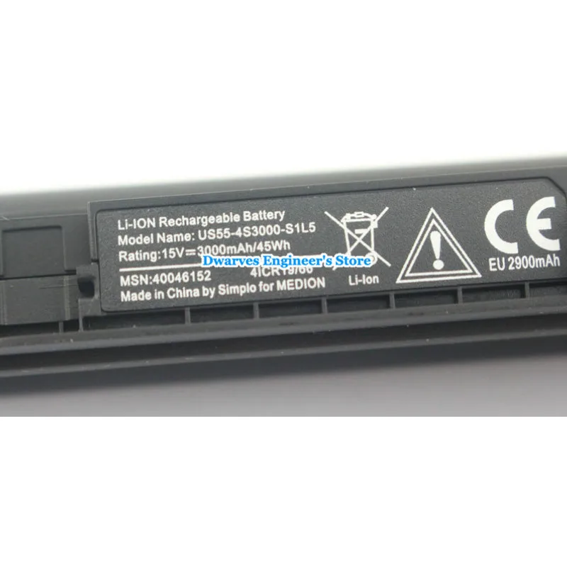 14,4 V 3000mAh US55-4S3000-S1L5 Аккумулятор для ноутбука Medion Akoya MD98736 MD98456 S6211T S621xT S6615T S 6615 T/MD98456