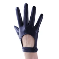 touch screen genuine leather gloves pure sheepskin locomotive back gloves black short silk lining tb04