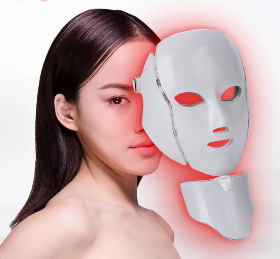 Новые 3/7 цветов фотон Электрический светодиодный маска для лица с шеи омоложения