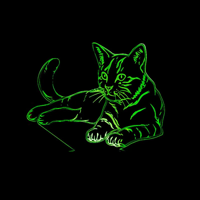 Новинка Кот 3D иллюзия Лампа USB LED сенсорный датчик света 7 видов цветов Пульт