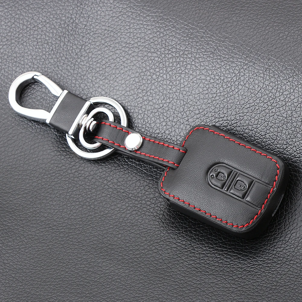 Чехол для автомобильного ключа из натуральной кожи с 2 кнопками Nissan Qashqai Micra Navara