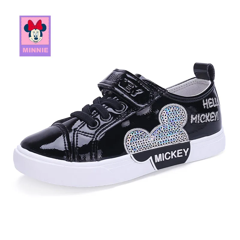 Black Mickey Shoes Disney повседневная детская обувь с Микки Маусом для мальчиков и девочек, кроссовки, стильная удобная обувь, размер 24-30 - Цвет: Black Mickey Shoes