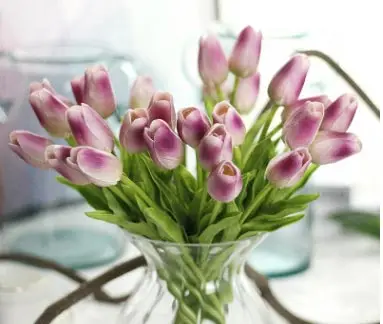 Purple 5 шт./лот, искусственные цветы, тюльпаны, искусственный букет, искусственный шелк, тюльпаны для дома Свадебные Декоративные цветы и венки - Цвет: Purple