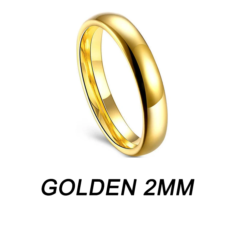 Golden2mm Простое розовое золото кольца для Для мужчин Для женщин пластина с серебряное кольцо нержавеющие стальные кольца ювелирные изделия обручальное кольцо пара аксессуары кольца - Цвет основного камня: Golden2mm