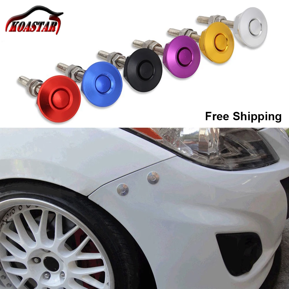 Universal Push Button Billet Hood Pins Lock Clip Kit JDM Style Car Quick | Body Kits