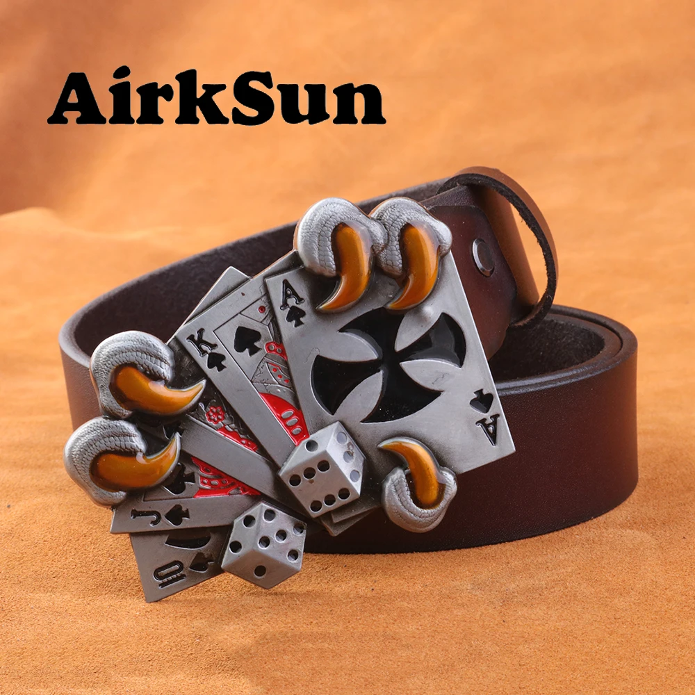 AirkSun2017 панк игральные карты пряжки для мужчин Cowskin Soild мужские s армейские ремни