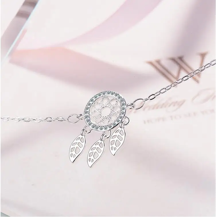 925 серебро ручной работы Dream Catcher перо браслет и браслет для Для женщин Модные украшения Brincos sl193