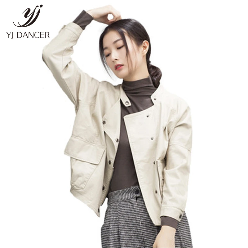 Женская кожаная куртка в стиле хип хоп свободная короткая из искусственной кожи