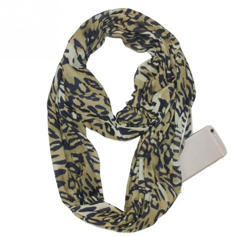 New Fashion Autumn Winter Women Printing Scarf Anti Pilling Warm For Ladies With Zip Phone Pocket Accessary | Аксессуары для