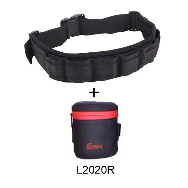 Strap w L2020 Pouch Фото Регулируемый черный ремень дополнительная ЦЗК камера поясной ремень держатель w/нейлон функциональный Мягкий объектив сумка чехол - Цвет: Strap w L2020 Pouch