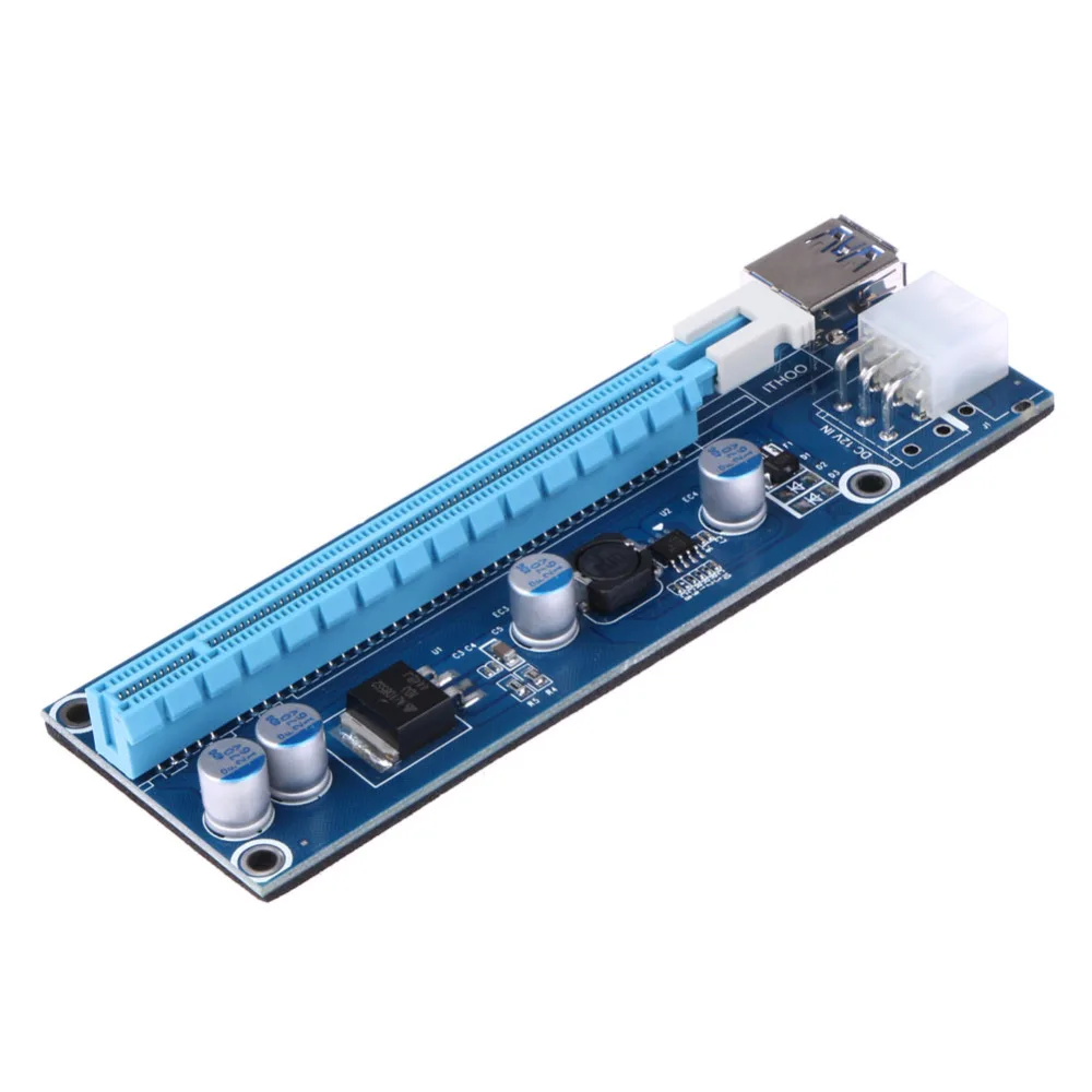 1 шт. mini pci express pci-e riser pcie 1x to 16x card с SATA 6pin кабелем usb для bitcoin miner BTC machine | Компьютеры и