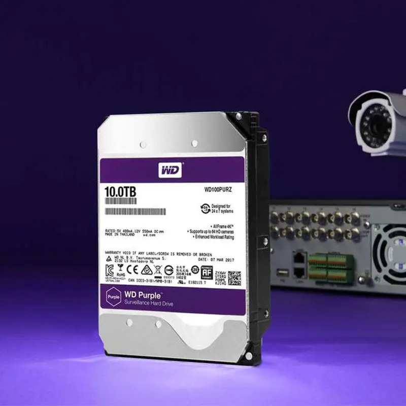 

WD Purple 10TB Surveillance Hard Disk Drive SATA 256MB 3.5" Interal HDD for cctv Camera AHD DVR IP NVR WD102EJRX