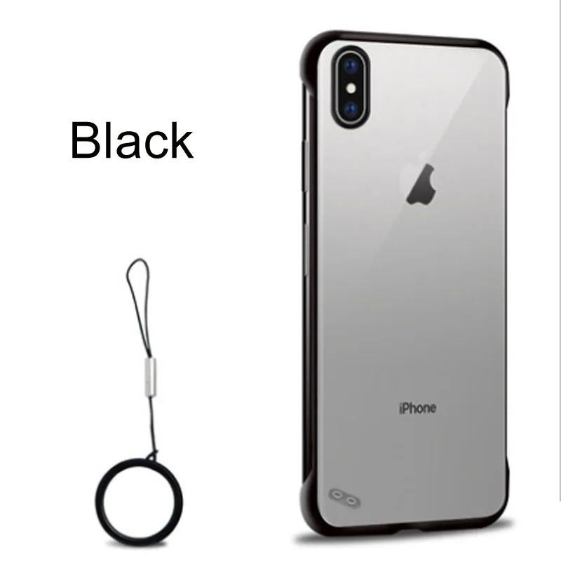 Black Luxury Frameless Design Phone Cases For iPhone 11 Pro X XR XS Max Ring Scrub Hard PC Cover For iPhone 6 6s 7 8 Plus Back Case - Цвет: Black