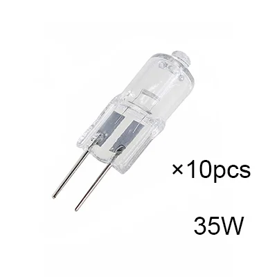 35W 10 шт. Галогенные G4 AC12V 5 Вт 10 Вт 20 Вт 35 Вт 50 Вт лампы G4 галогенные лампы Теплые лампы G4 основа прозрачная/синяя галогенная вставленная кристаллическая лампа - Испускаемый цвет: 35W