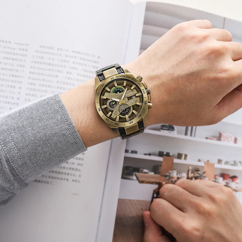 Часы TEMEITE мужские наручные в стиле милитари кварцевые брендовые Роскошные с