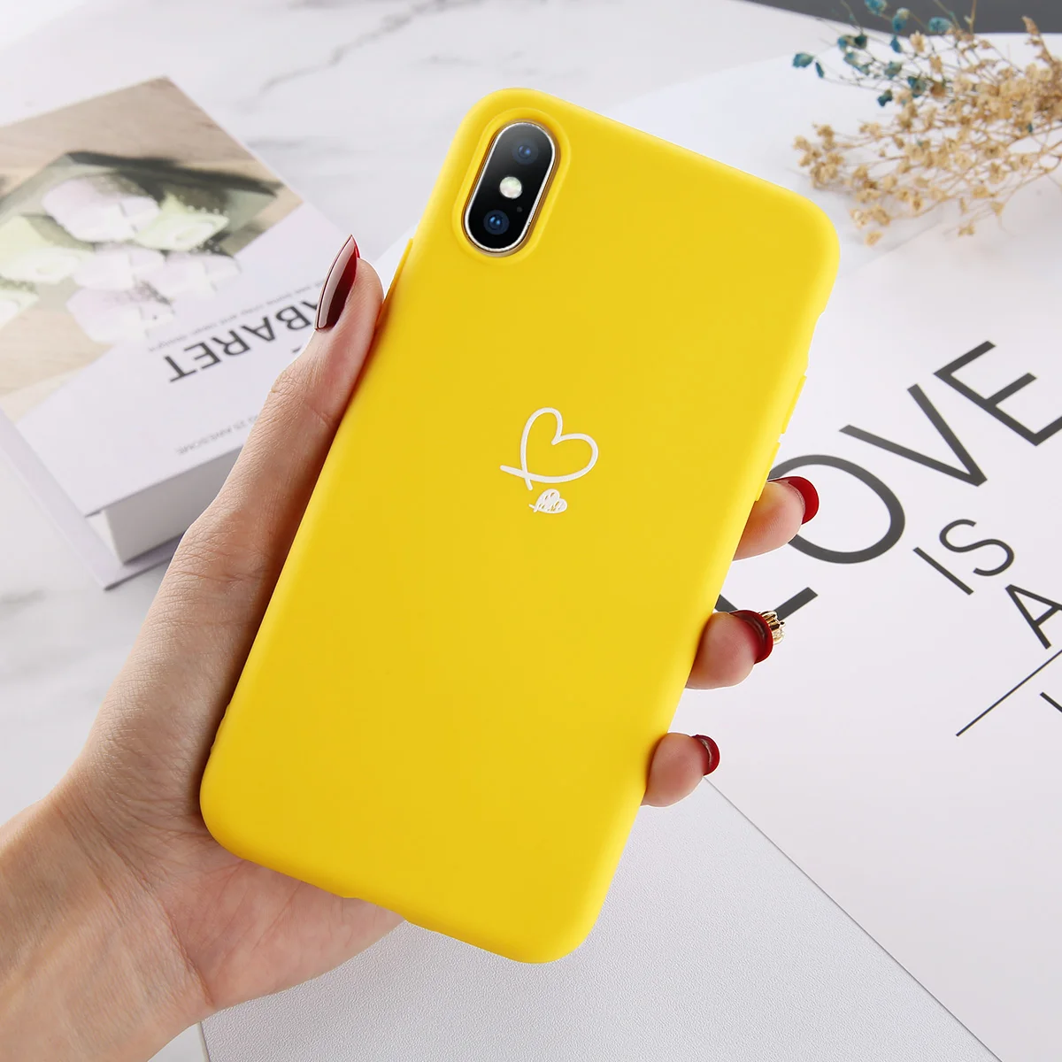 Yellow Lovebay разноцветное сердце «любовь» чехол для iPhone 6 6S 7 8 Plus 11 Pro X XR XS Max 5 5S SE карамельный цвет чехол для телефона мягкий ТПУ задняя крышка - Цвет: Yellow