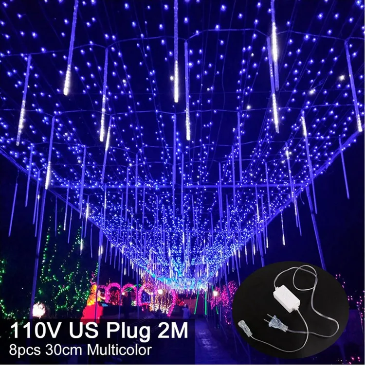 Blue US Plug 30cm 8 Рождественская гирлянда, светодиодный украшения для рождественской елки, украшение на открытом воздухе, Рождественский Декор для дома, Рождественский подарок на год - Цвет: Blue US Plug 30cm 8