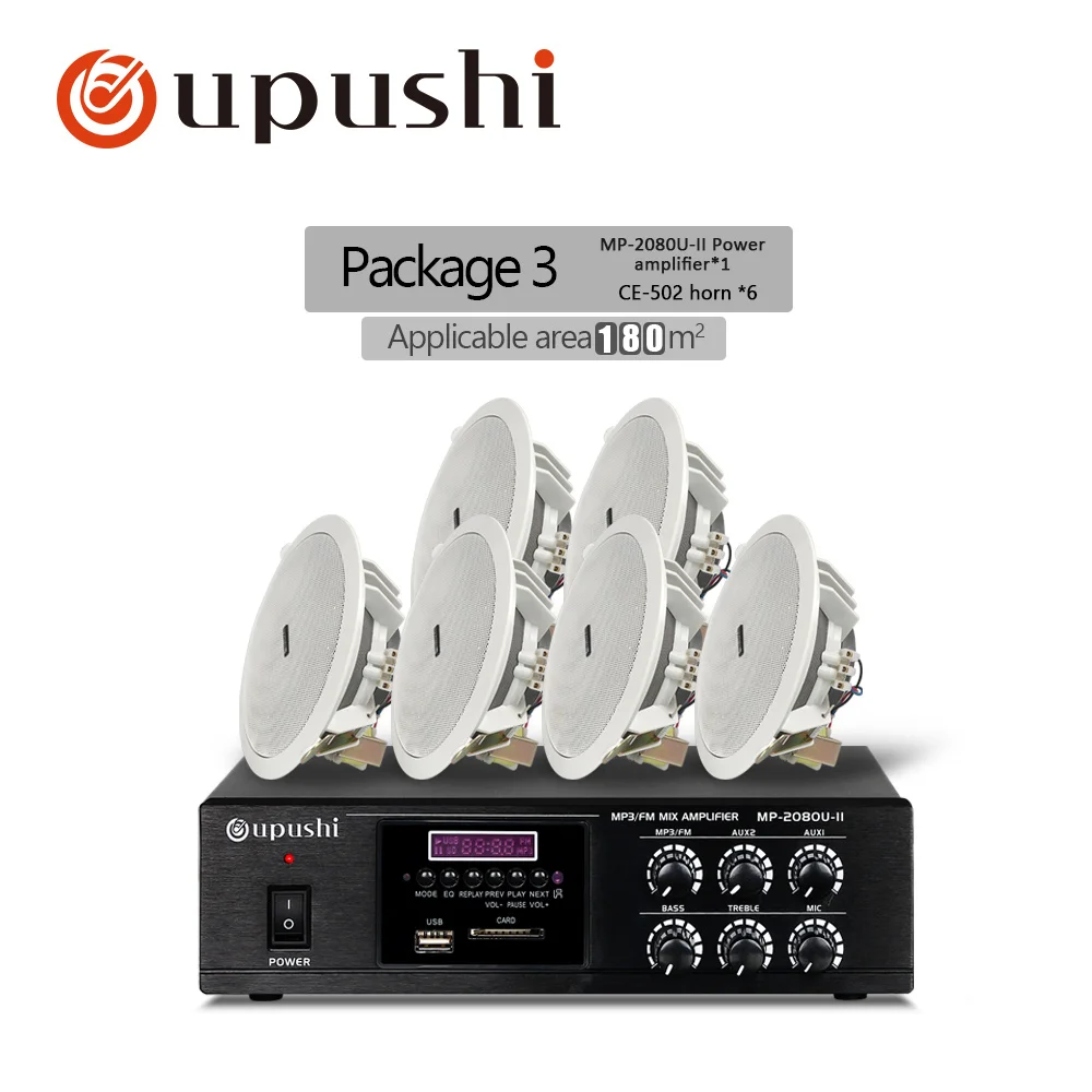 package 3 80 Вт Bluetooth pa Усилитель подключения 10 Вт в потолочной акустической системе общего адреса с bluetooth, USB, SD crad, пульт дистанционного управления - Цвет: package 3