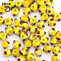 10mm murano yellow glass lampwork beads material for jewellery decorative perles with hole round spacer beads wholesale l602