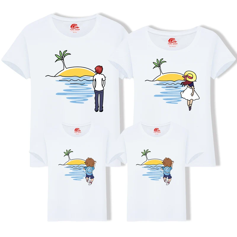 Костюм для влюбленных футболка семейные наряды матери отца детей летняя одежда