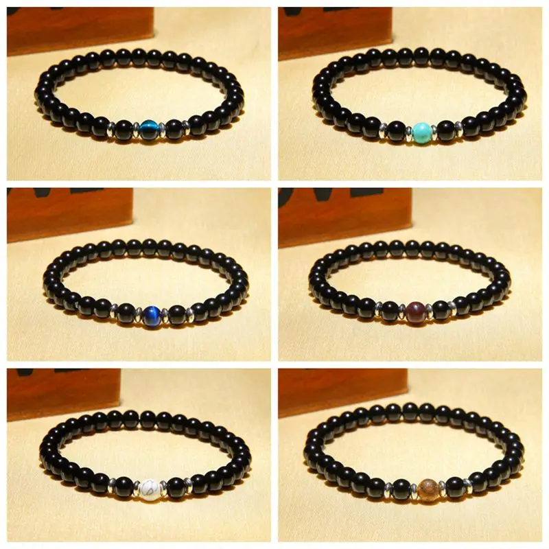 Черные круглые бусины диаметром 6 мм натуральный полированный королевский синий