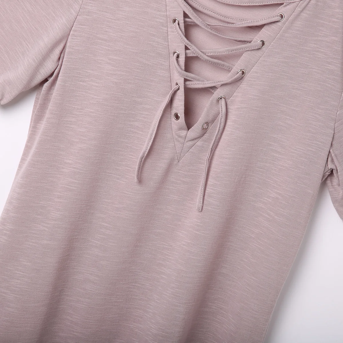 

Fashion Women Summer Short Sleeve Bandage T Shirts Casual Loose Solid Color Black Blue Tee Tops T Shirt Clothes Cotton