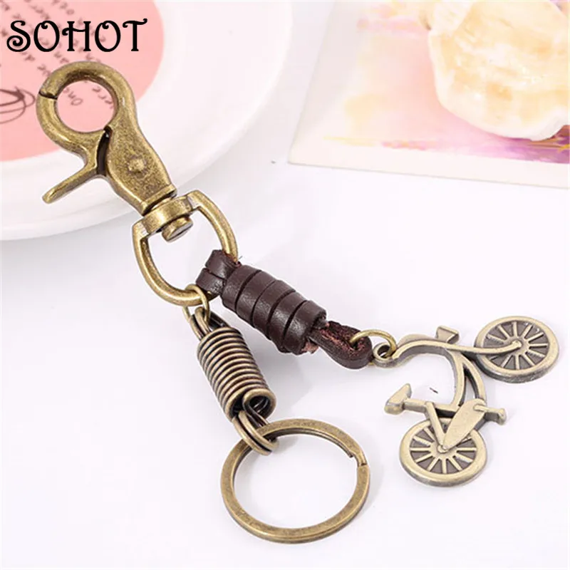 SOHOT ручная работа натуральная кожа сплав велосипедный брелок подвеска сумки