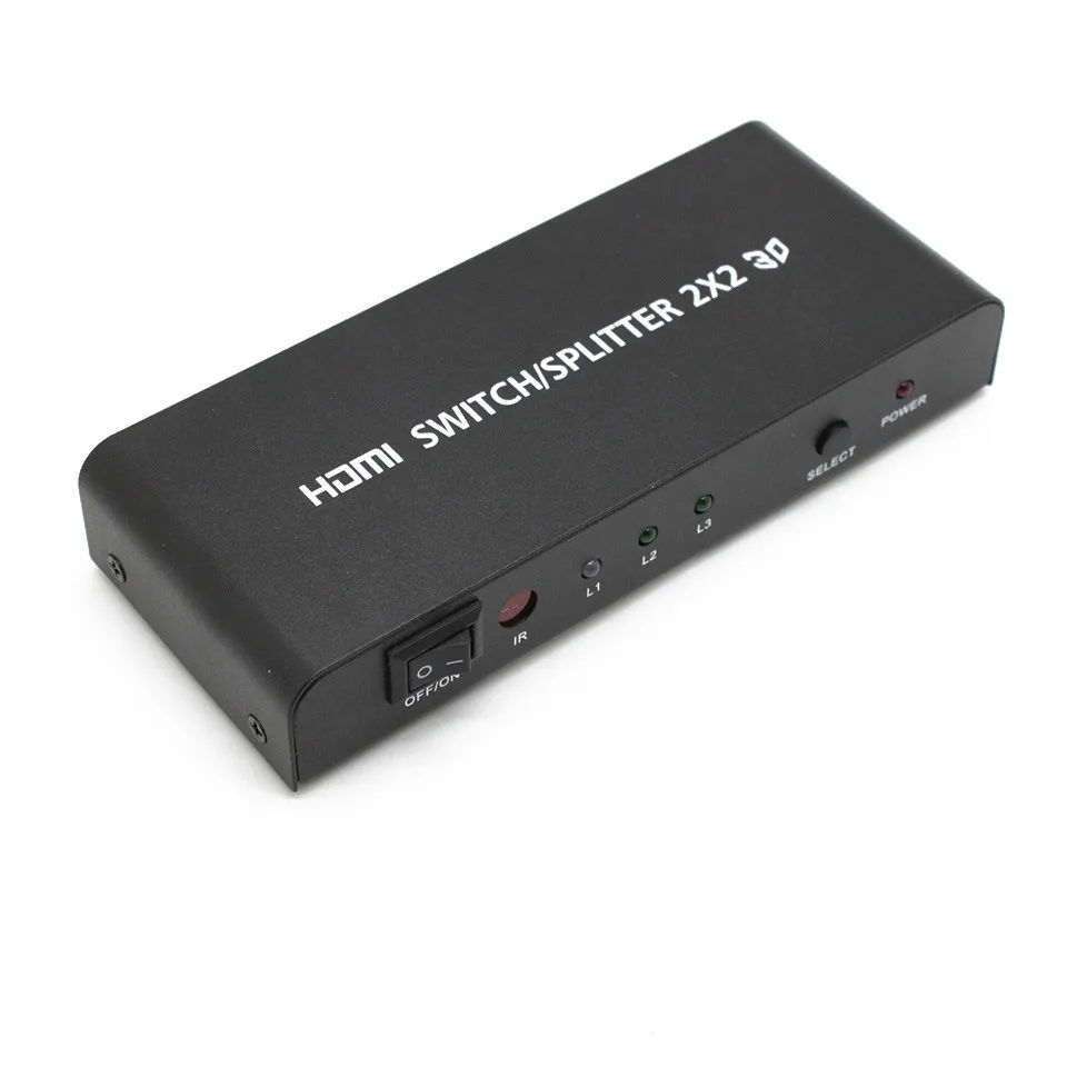 2x2 HDMI переключатель сплиттер 2 в 2 Выход HDMI конвертер адаптер с пультом дистанционного управления поддерживает HDMI 1,4 3D 1080p 4K x 2K