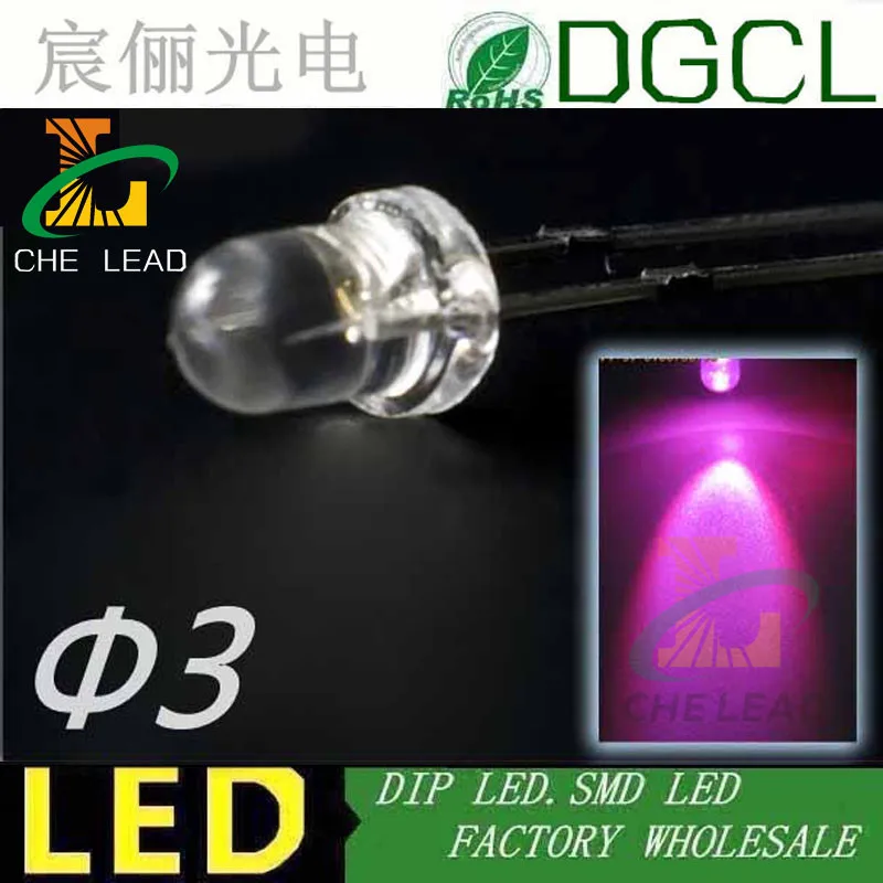 Высокая яркость праздничное освещение розового цвета 3 мм светодиод 0-3 5 в узкий