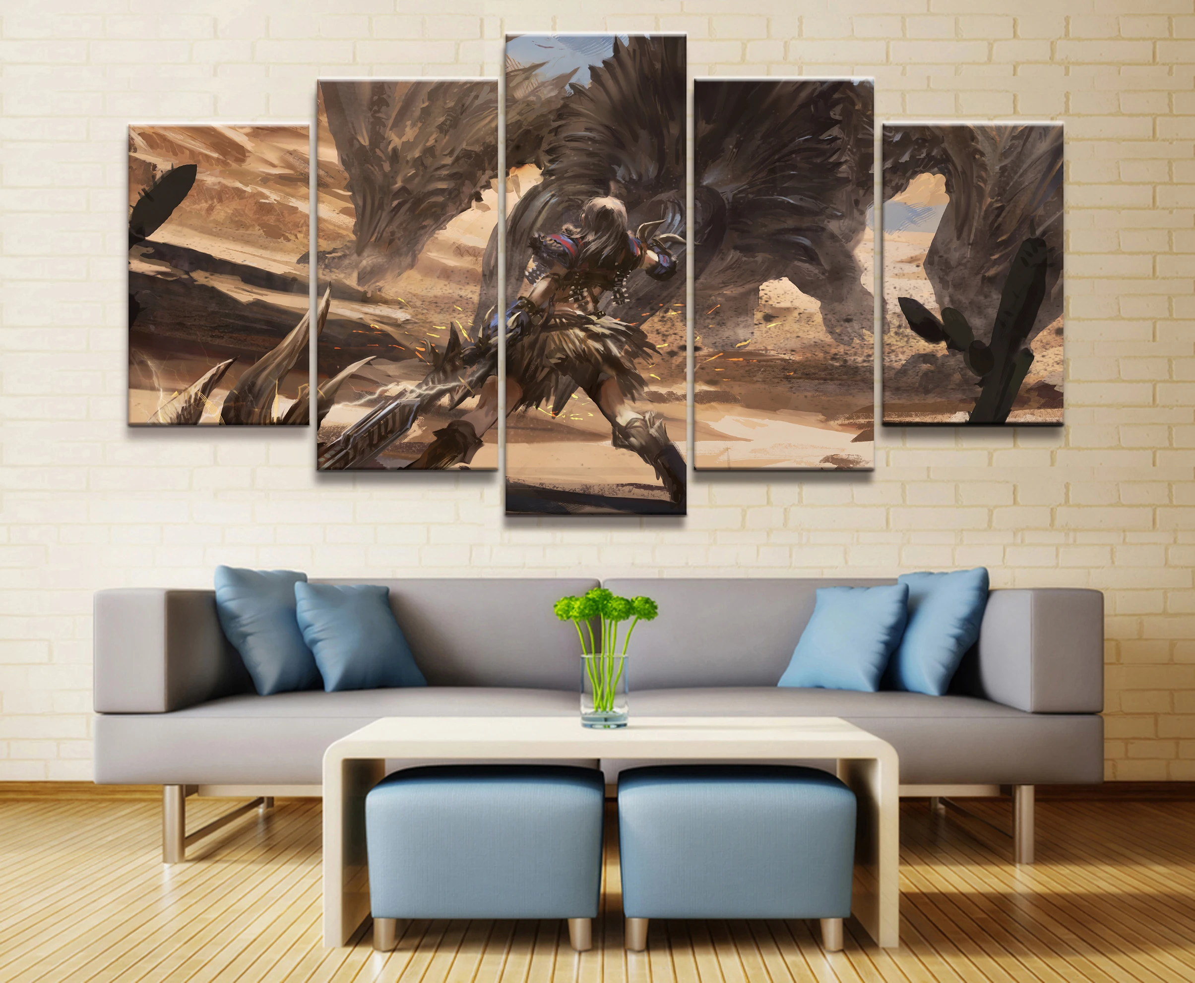 Домашний декор модульная Картина на холсте 5 шт. Nergigante Monster Hunter игра картина плакат настенная для дома Картина на холсте