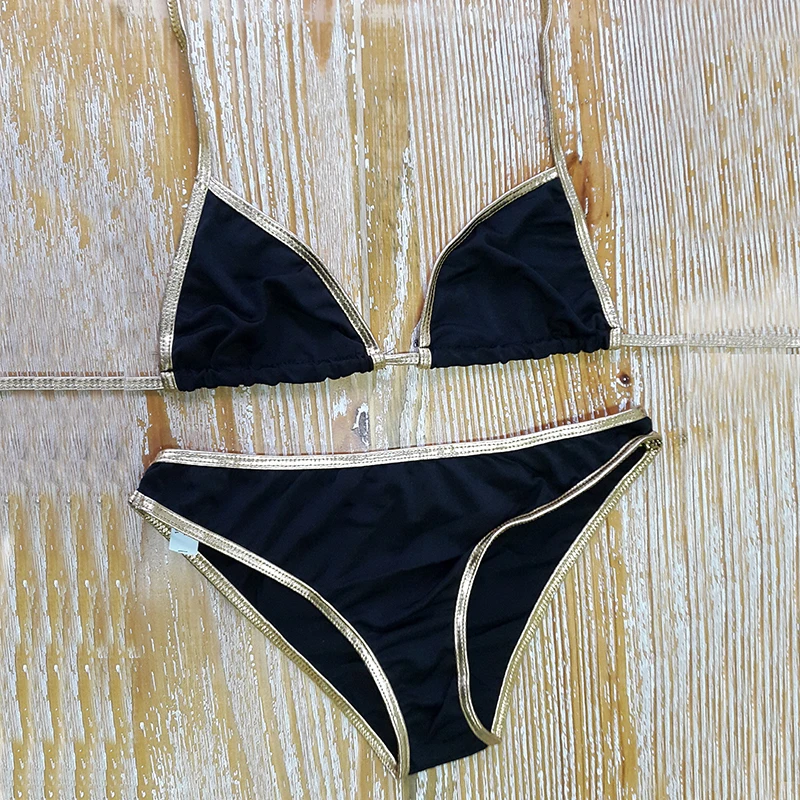 Летний Сексуальный Купальник Черное Золото Женщины Пляж Бикини Купальный
